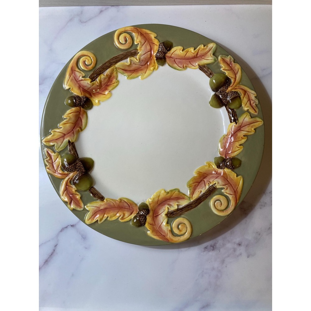 Autumn acorns leaf plate Silvestri 12"